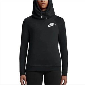 Nike Women's Rally Funnel Neck Black Sweatshirt Hoodie Size Large Thick Knit